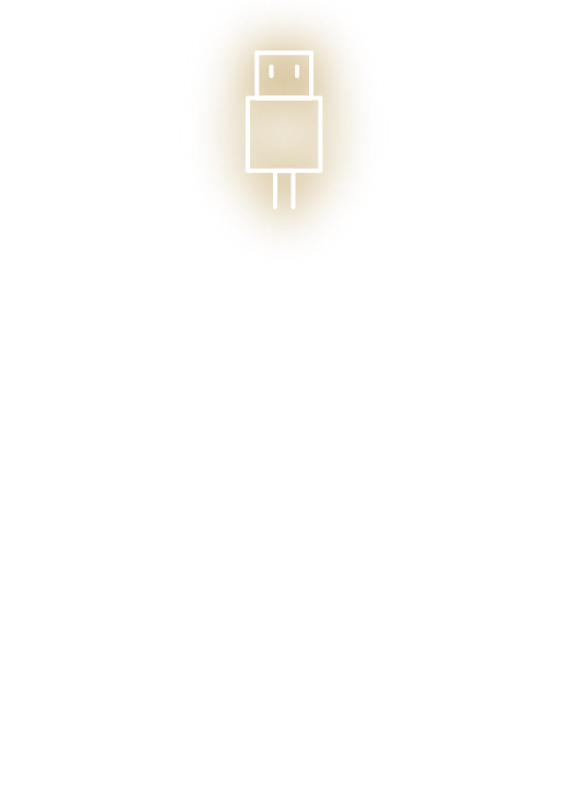 USB給電 USB Type-Cケーブルでモバイルバッテリーやシガーソケット電源で使用可能